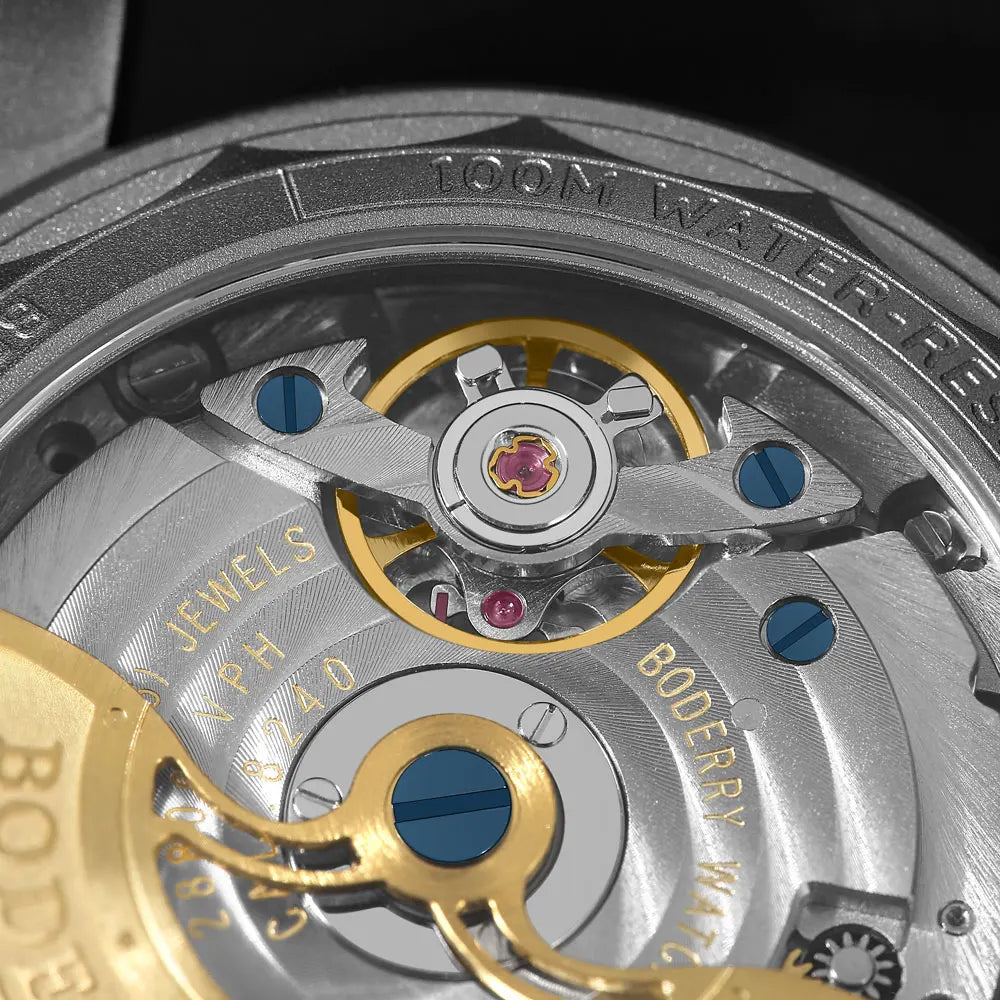 BODERRY Men's Field Watches Titanium Automatic Top Brand Wristwatch 100M Waterproof Clock Military Watch for Men