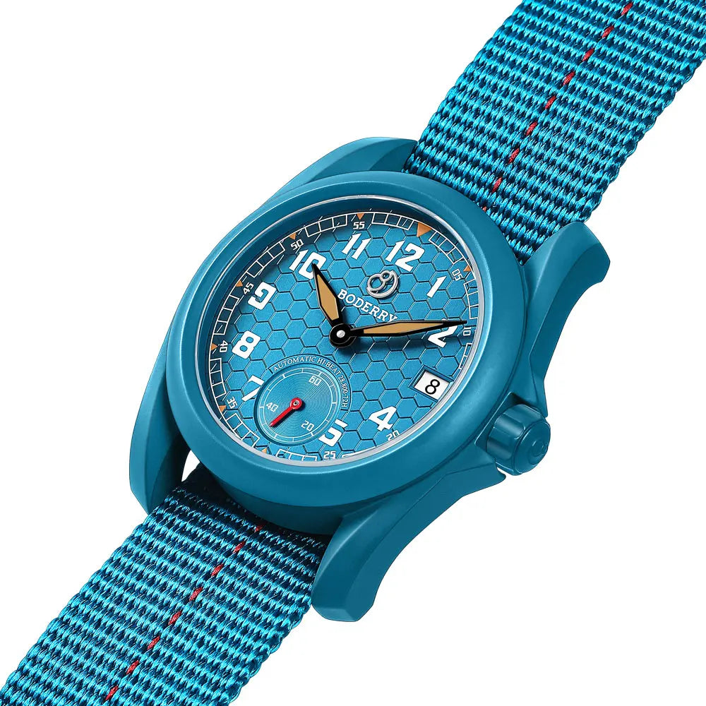 BODERRY Men's Field Watches Titanium Automatic Top Brand Wristwatch 100M Waterproof Clock Military Watch for Men