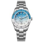 WISHDOIT Men's Automatic Dive Watch With Ocean Blue And White Ripple Dial 8215 Movement Sapphire Glass Mirror