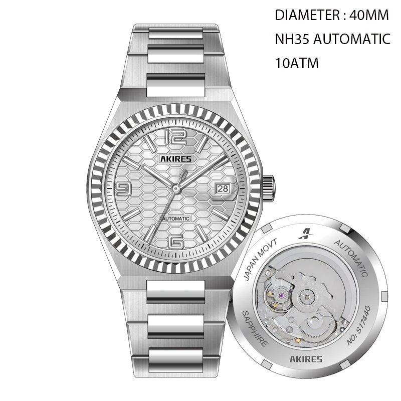 High Quality Automatic Watch Customized Dial NH35 Mechanical Movement 10ATM C3 Luminous Mechanical Watch for Men