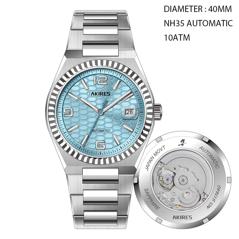 High Quality Automatic Watch Customized Dial NH35 Mechanical Movement 10ATM C3 Luminous Mechanical Watch for Men