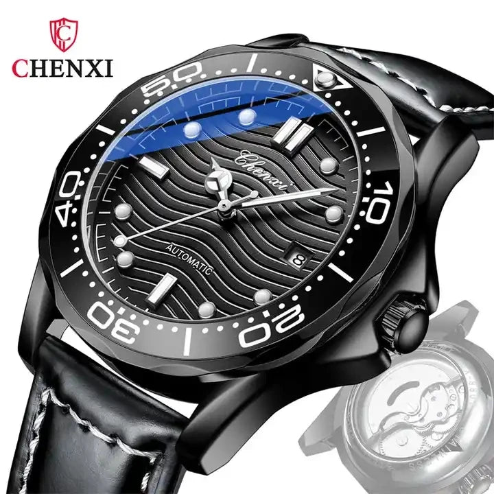 CHENXI 8817 Mechanical Watch Men Fully Automatic Calendar Luminous Waterproof Genuine Leather Strap Fashion Business Man Watches