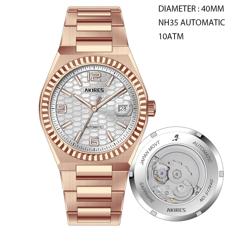 High Quality Automatic Watch Customized Dial NH35 Mechanical Movement 10ATM C3 Luminous Mechanical Watch for Men