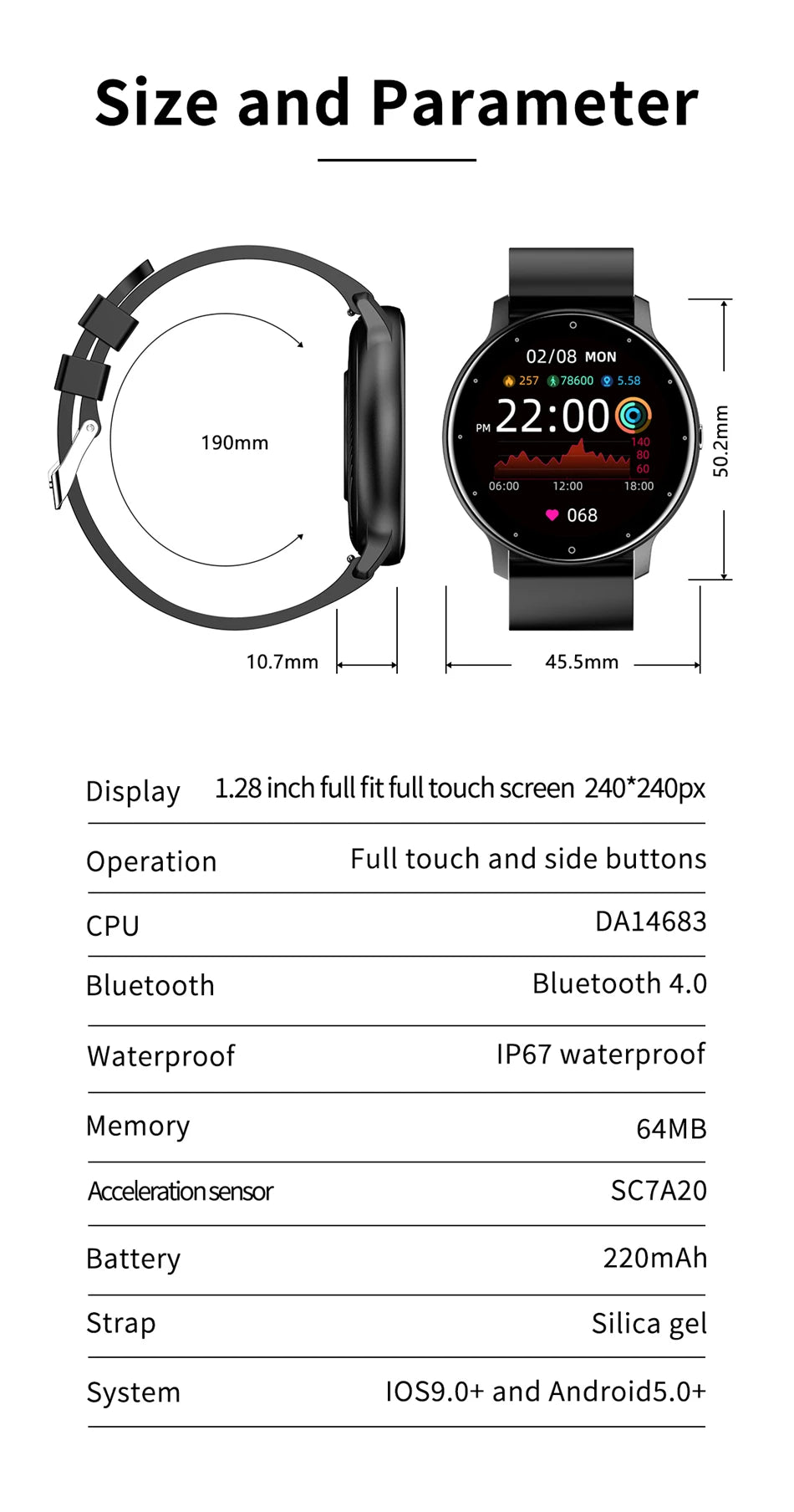 2025 Smartwatch Full Touch Screen Watches Sport Fitness Tracker IP68 Waterproof Bluetooth Call Smart Watch for Xiaomi Man Woman