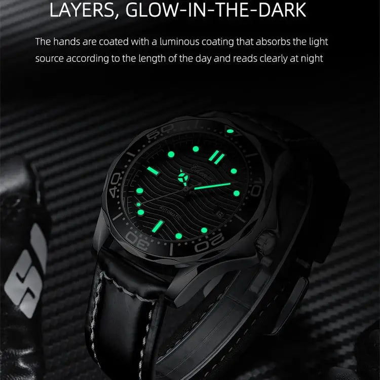 CHENXI 8817 Mechanical Watch Men Fully Automatic Calendar Luminous Waterproof Genuine Leather Strap Fashion Business Man Watches