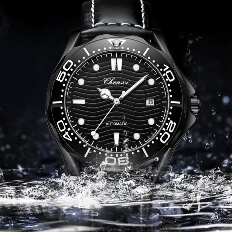 CHENXI 8817 Mechanical Watch Men Fully Automatic Calendar Luminous Waterproof Genuine Leather Strap Fashion Business Man Watches