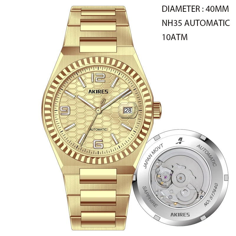 High Quality Automatic Watch Customized Dial NH35 Mechanical Movement 10ATM C3 Luminous Mechanical Watch for Men