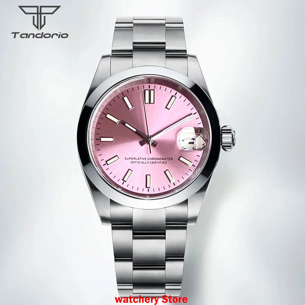 Tandorio Mechanical Watches Mother of Pearl Dial Sapphire Glass NH35 Movement For Datejust Style 200m Waterproof Men's Watches