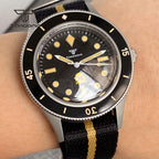 Tandorio Fashion Ghost Dial Luminous 50-Fathoms Style Dive Automatic NH35 Men's Watch Domed Sapphire 20ATM 40mm Sandblasted Case