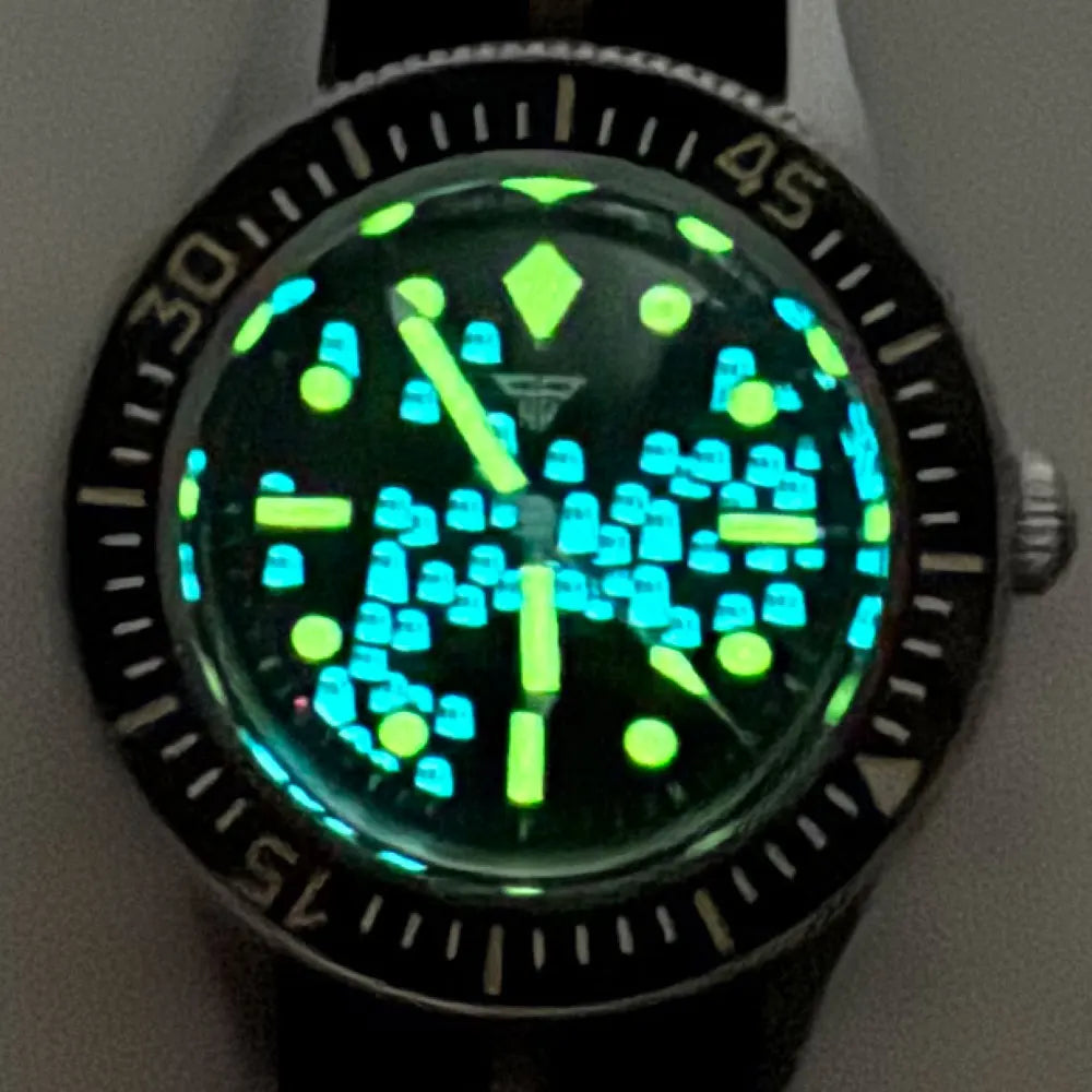 New Tandorio NH35A Automatic Watch for Men 50 Fathoms Ghost Dial Luminous 200m Waterproof Bubble Sapphire Sandblasted 40mm