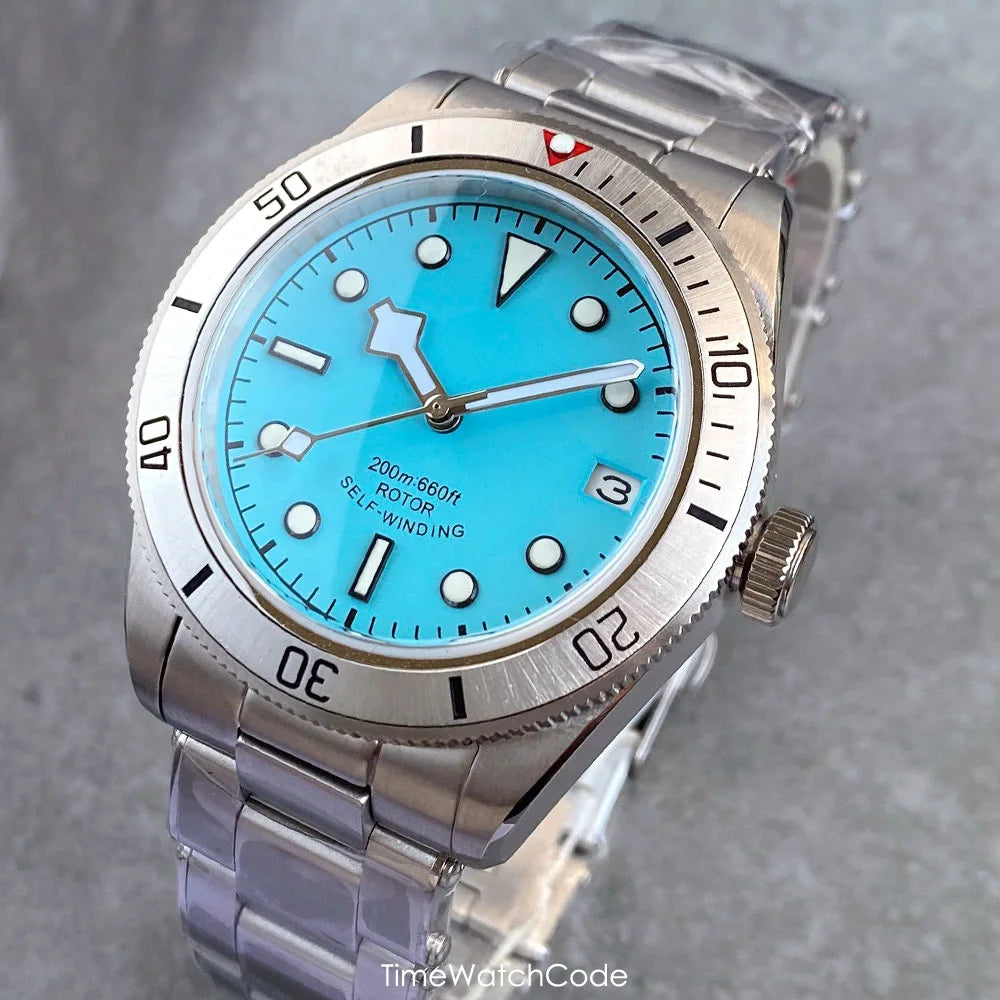 100m Waterproof NH35AA Movement Automatic Men's Watch Mechanical Double Domed Sapphire Rotating Bezel Luminous 316L Bracelet