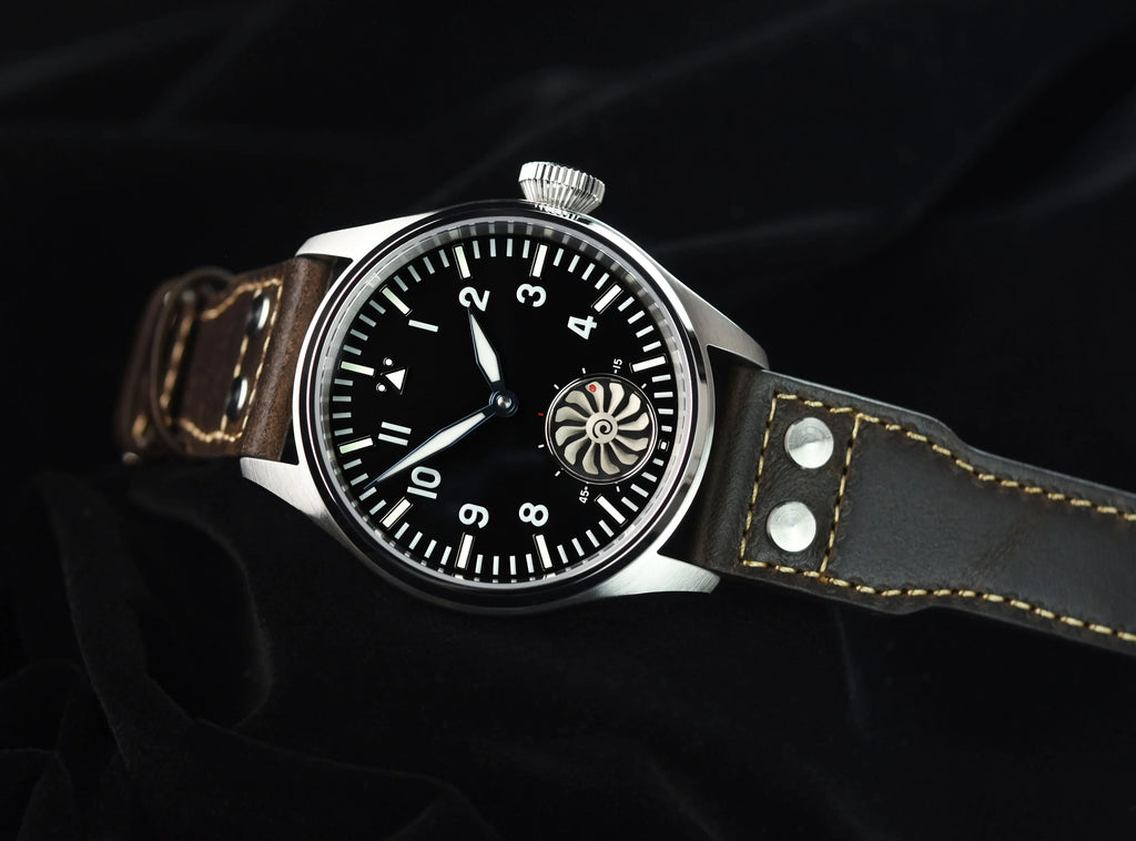 Hruodland 2025 New Men's Mechanical Watch Seagull ST3620 Retro Pilot 43MM Bgw-9 Luminous Sapphire Crystal Turbine Reloj Hombre