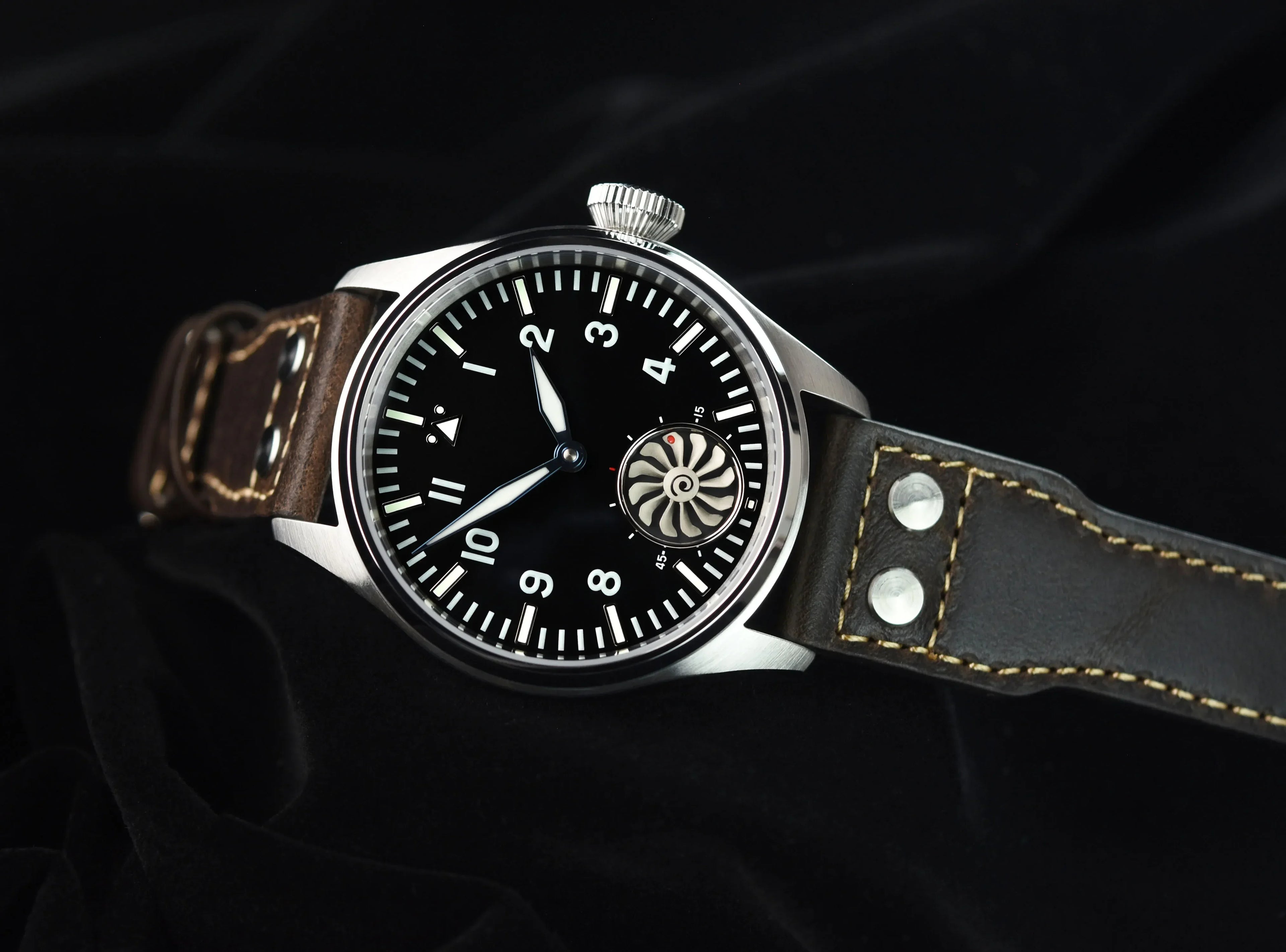 Hruodland 2025 New Men's Mechanical Watch Seagull ST3620 Retro Pilot 43MM Bgw-9 Luminous Sapphire Crystal Turbine Reloj Hombre