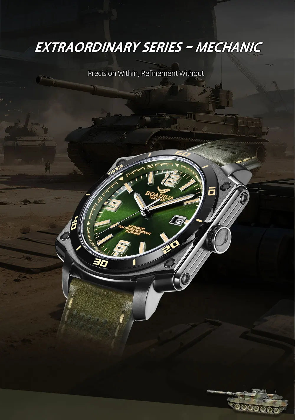 BOAIJIUA Fully Automatic Mechanical Men's Watch Original Design Mechanical Watches 50m Waterproof Luminous Wristwatch for Men