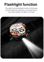 For Android ios New AMOLED Smart Watch Men with Flashlight Sports Waterproof Fitness Tracker Bluetooth Call Smartwatch Man+Box
