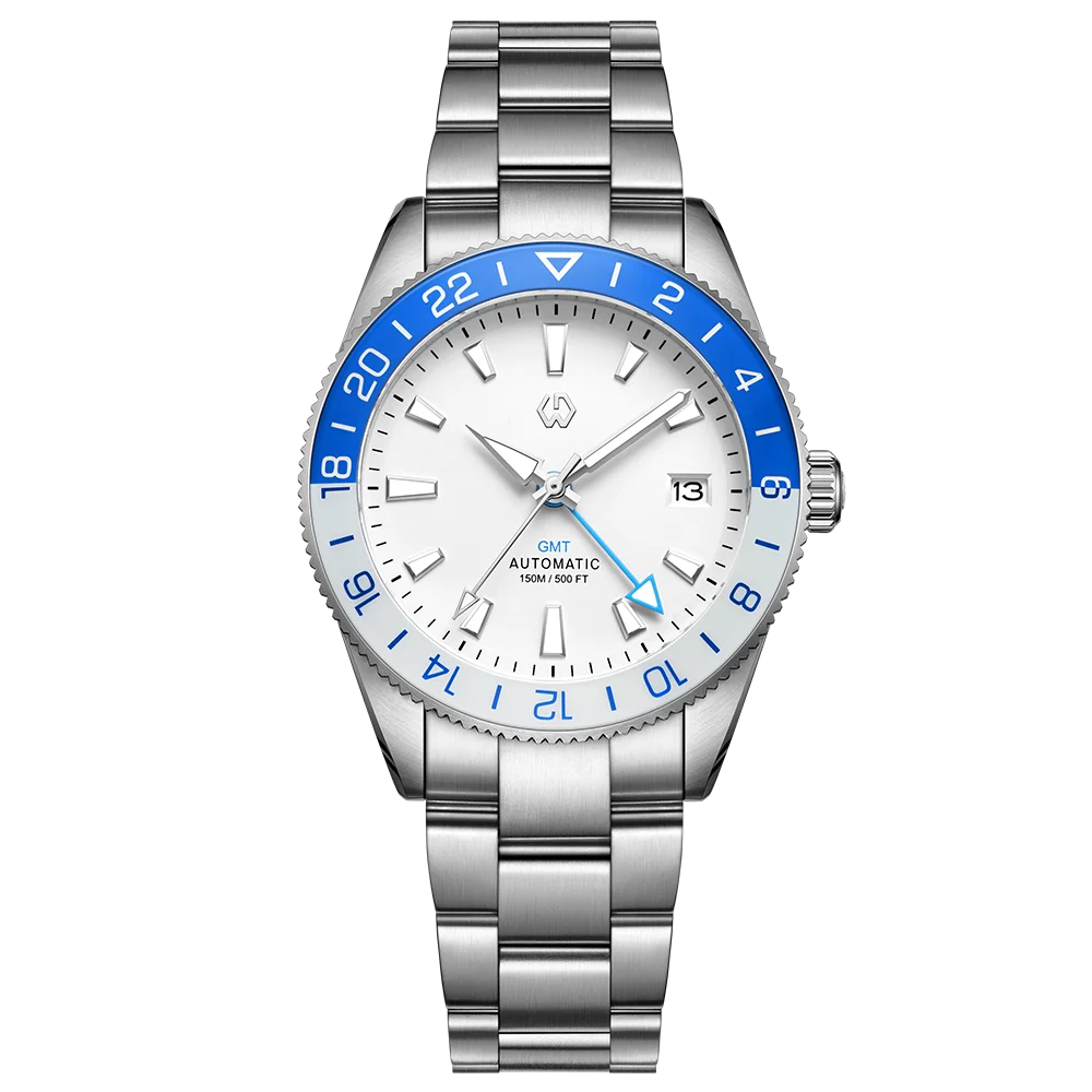 WISHDOIT 2025 New NH34 Men's Sports Automatic Mechanical GMT Sapphire Stainless Steel Waterproof 15 ATM With Rubber Strap