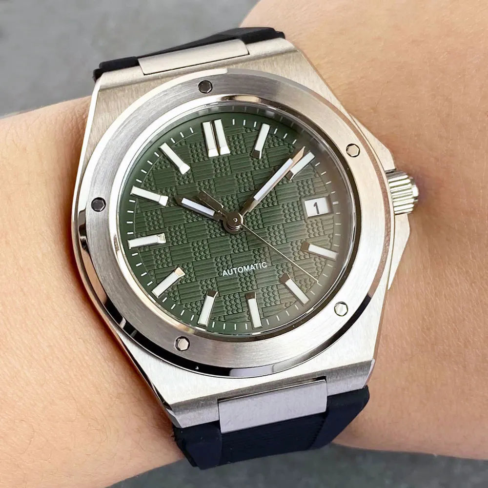 Tandorio New Black Luxury Business Engineer Style Men's Mechanical Watch Sapphire Glass 100m Waterproof NH35A Automatic Watches