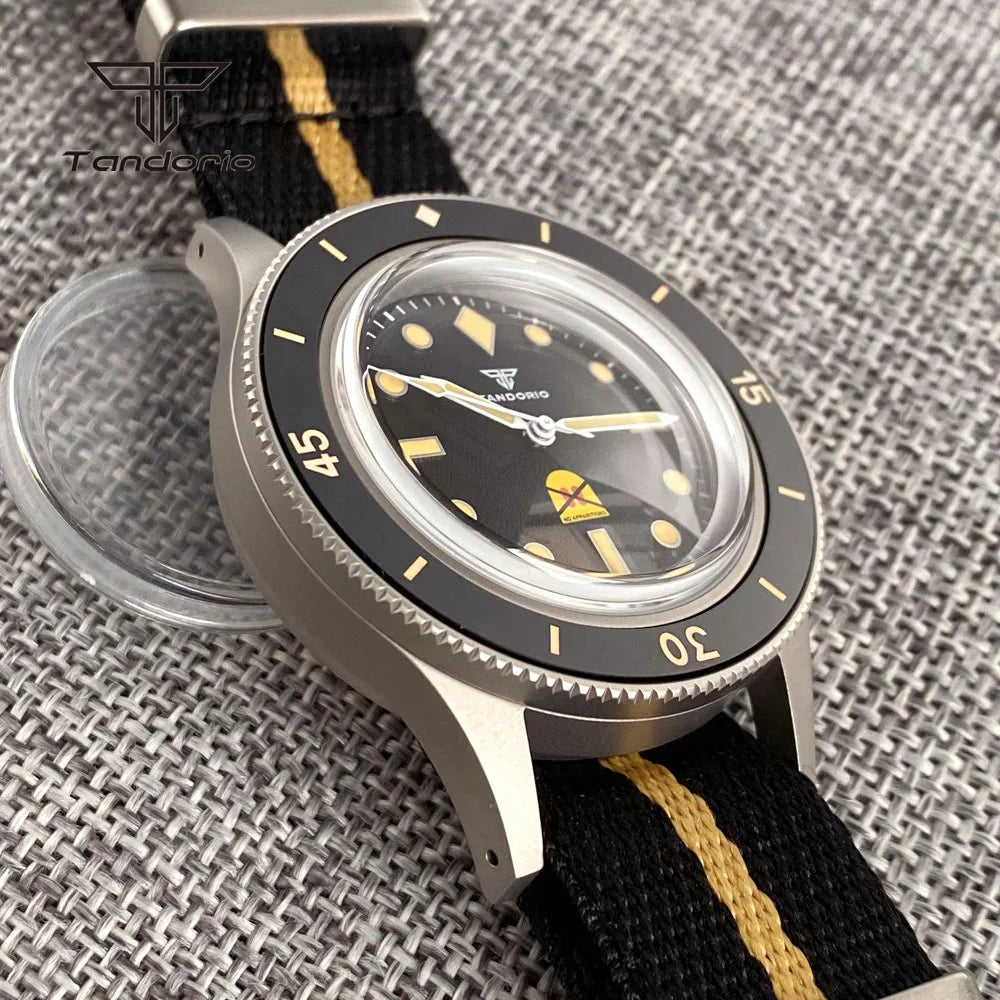 Tandorio Fashion Ghost Dial Luminous 50-Fathoms Style Dive Automatic NH35 Men's Watch Domed Sapphire 20ATM 40mm Sandblasted Case