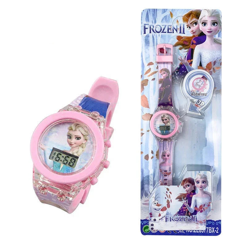 Flash Light Spiderman Kids Watches For Boys Cartoon shark Mickey Children Watch Girls Student Digital Clock Gifts Toy