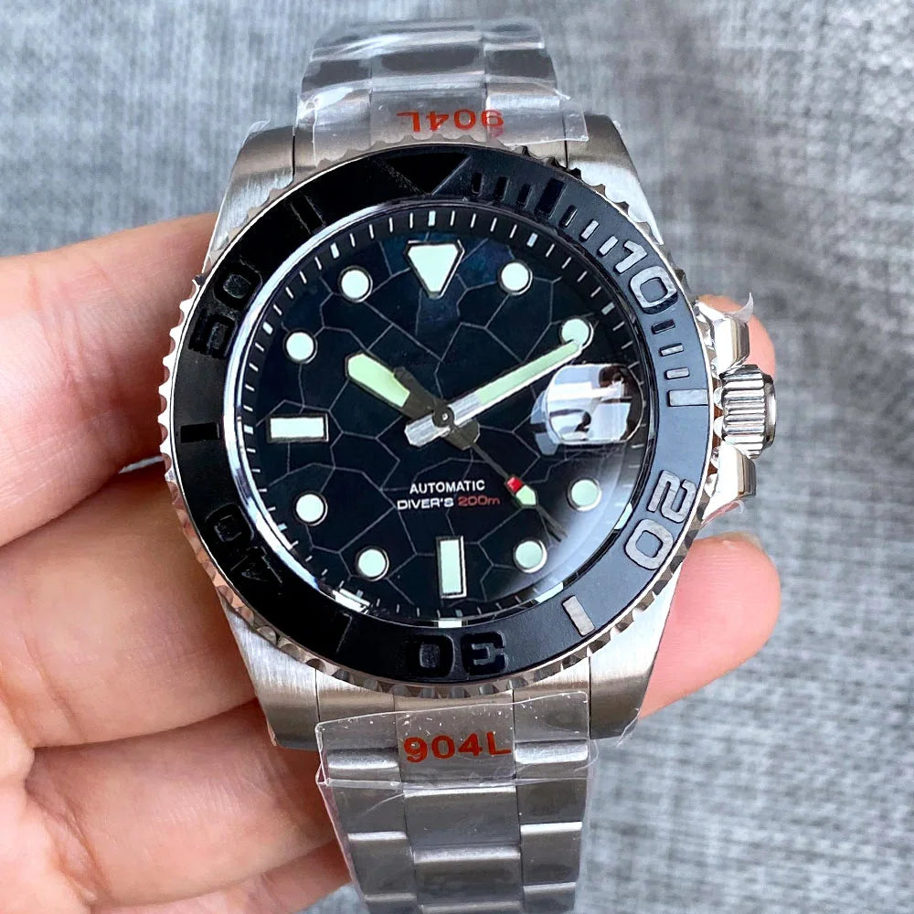 40mm 200M Water Resistence Selfwinding Watch for Men NH35A Movement Mother of Pear Dial Ceramic Insert 316L Band 120click Bezel