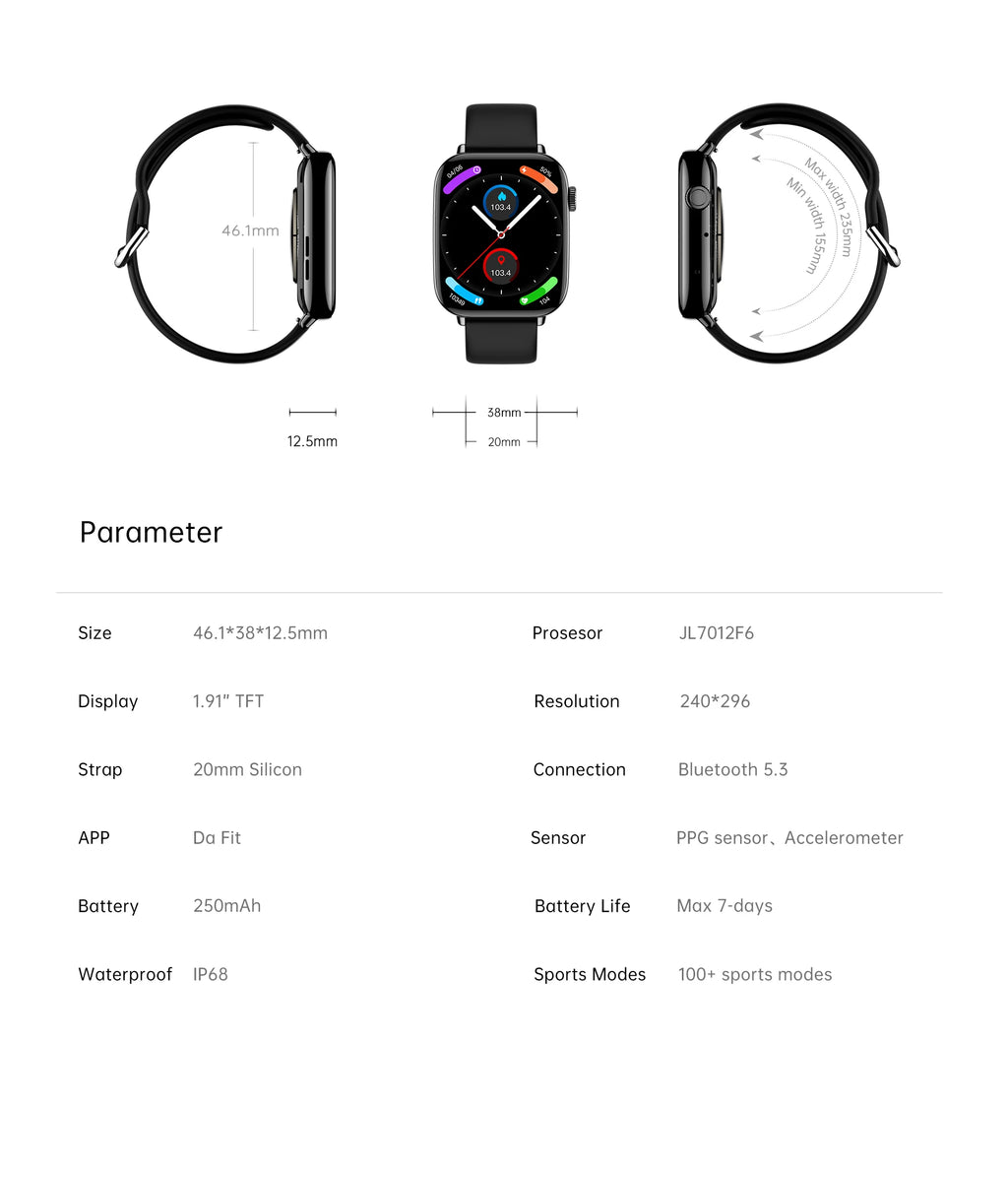 Smart Watch for Men Women 1.91" Large HD Display Waterproof 100+ Sport Modes Fitness Tracker Junior Watches for Android iPhone