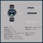 Hruodland 2025 New Men's Mechanical Watch Seagull ST3620 Retro Pilot 43MM Bgw-9 Luminous Sapphire Crystal Turbine Reloj Hombre