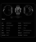 2025 New Smart Watch Android Phone 1.44 Inch Color Screen Bluetooth Call Blood Oxygen/Pressure Monitoring Smart Watch Women Men