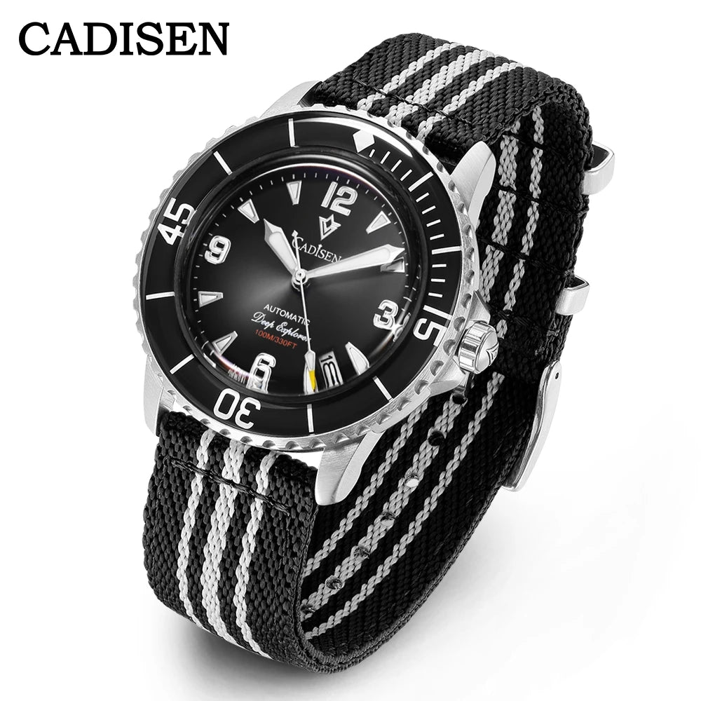 CADISEN Deep Explorer 2025 New Automatic Mechanical Watch Man Canvas Strap Wristwatch MIYOTA  Luxury Luminous Waterproof Watches