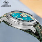 ADDIESDIVE Men's Quartz Chronograph Watch Luminous Bubble Glass 100m Waterproof Nylon Strap Watches For Man AD2095 Fashion Watch