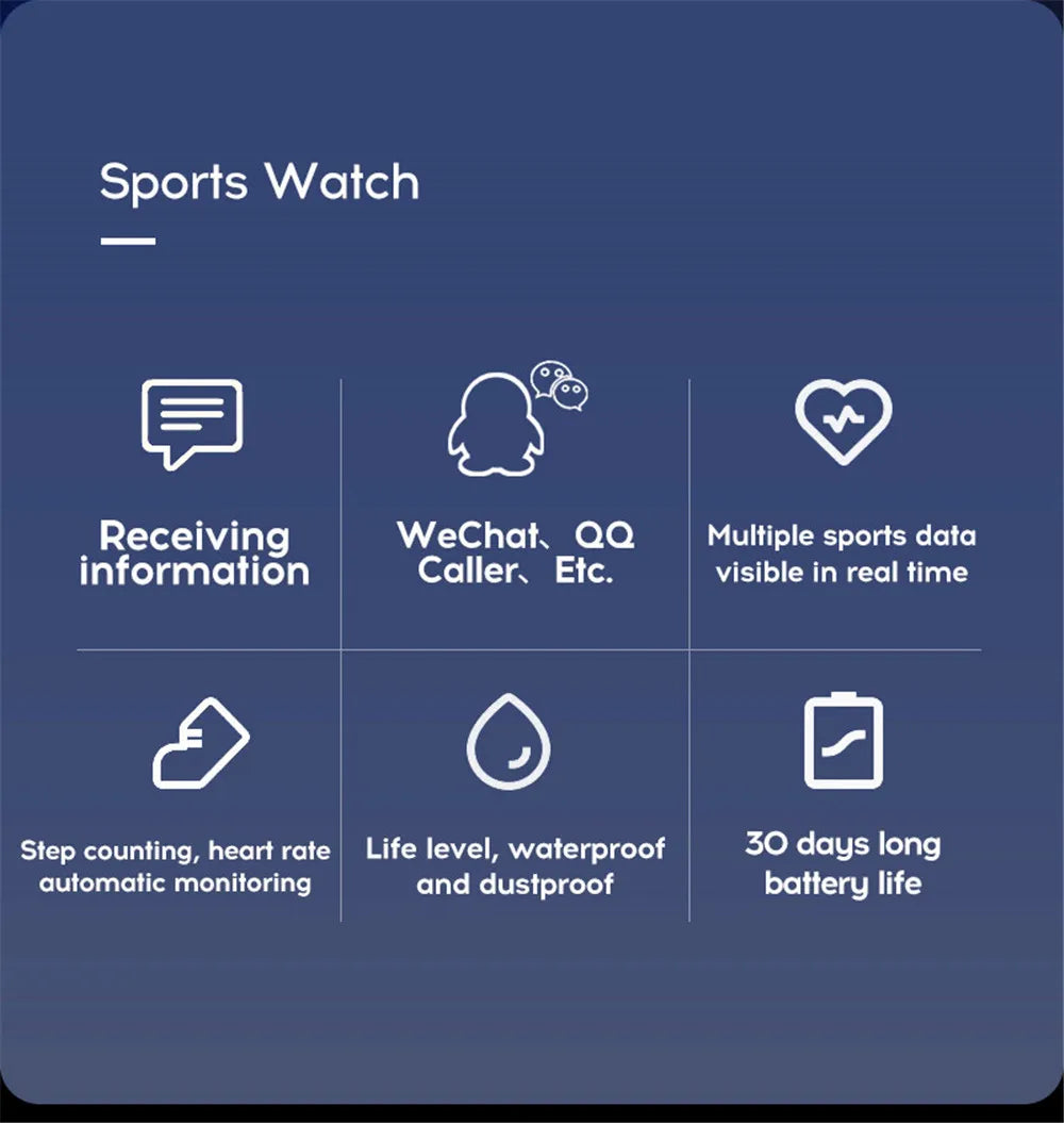 Smart Watch Sport Fitness Bracelet Control Music Message Display Pedometer Bluetooth Connect Smartwatch 116 Alarm Clock Weather