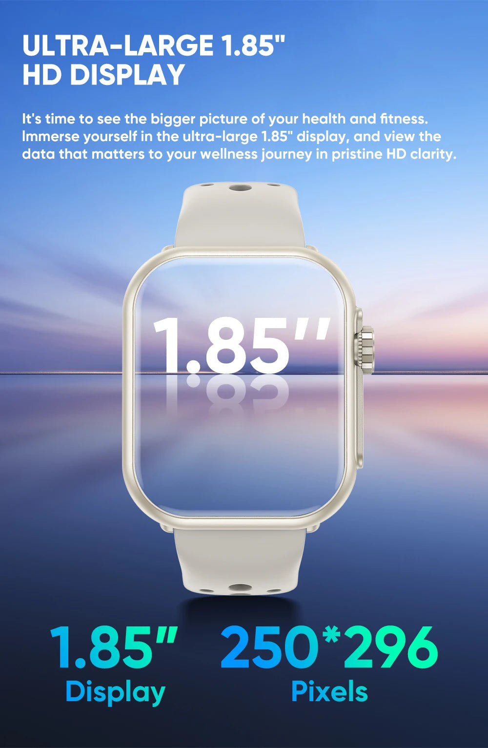 Smart Watch for Men And Women with 1.85" HD Screen 110+ Sport Modes IP68 Waterproof 100-Day Standby Heart Rate & Sleep Monitor