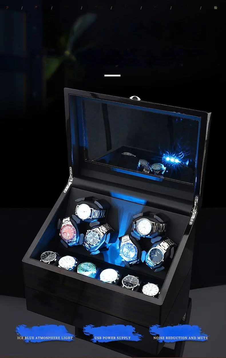 Luxury Watch Winder for Automatic Watches Box Mechanical with Zero Magnetism Silent 12 Watches Box Storage Rotating for Men