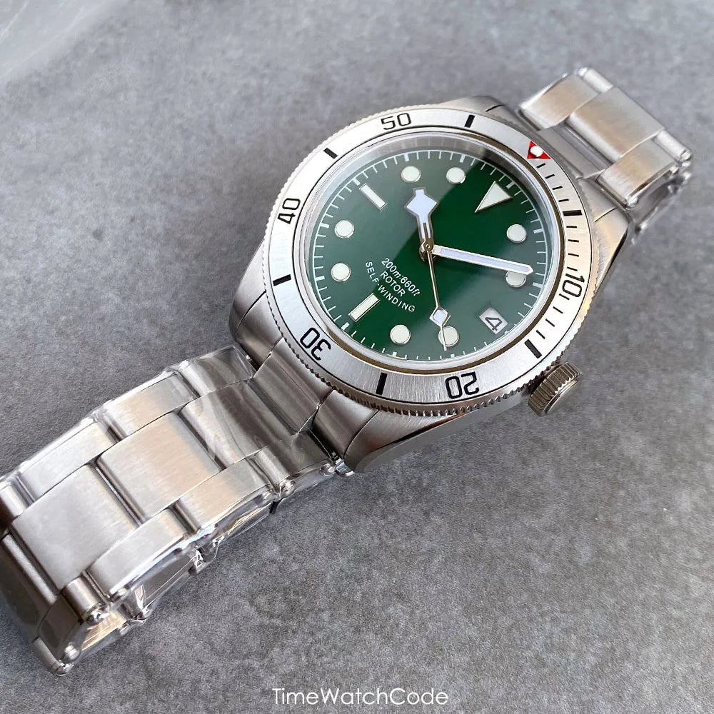 100m Waterproof NH35AA Movement Automatic Men's Watch Mechanical Double Domed Sapphire Rotating Bezel Luminous 316L Bracelet