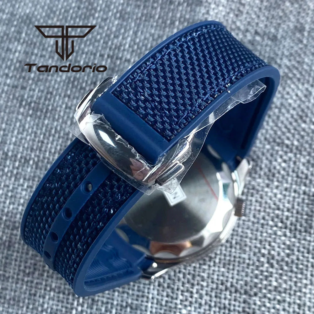 Tandorio 41mm Mechanical NH35 Business Stainless Steel Automatic Watch for Men Sapphire Fashion Wristwatch Date Ceramic Bezel