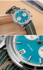 ADDIESDIVE Men's Quartz Chronograph Watch Luminous Bubble Glass 100m Waterproof Nylon Strap Watches For Man AD2095 Fashion Watch