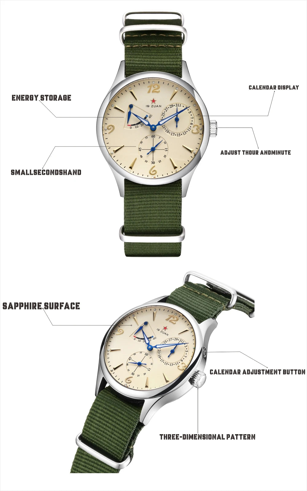 New 1963 40mm Mens Pilot Automatic Mechanical Watch Seagull ST17 Sapphire Crystal Waterproof Retro Style