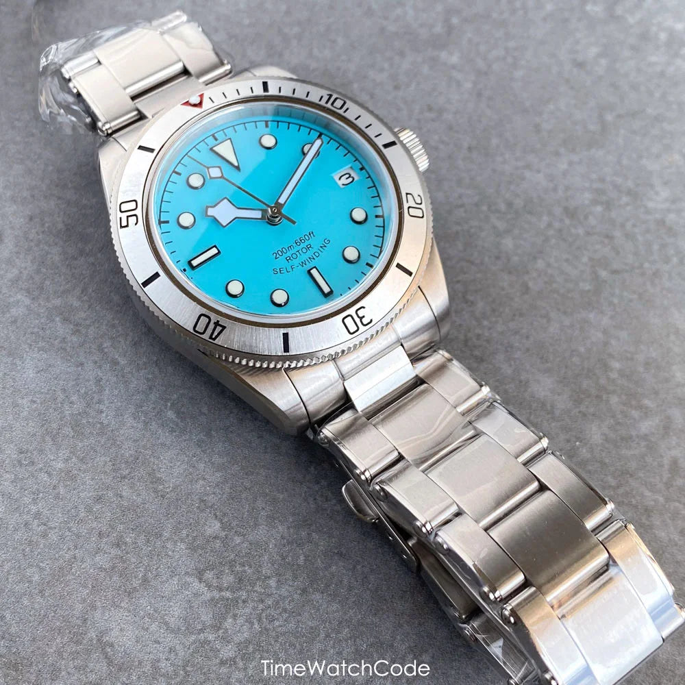 100m Waterproof NH35AA Movement Automatic Men's Watch Mechanical Double Domed Sapphire Rotating Bezel Luminous 316L Bracelet
