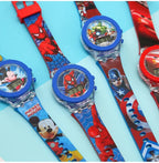 Flash Light Spiderman Kids Watches For Boys Cartoon shark Mickey Children Watch Girls Student Digital Clock Gifts Toy