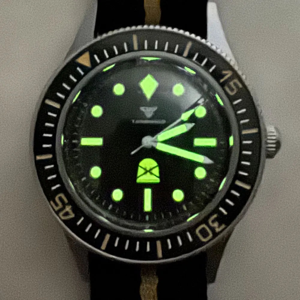 New Tandorio NH35A Automatic Watch for Men 50 Fathoms Ghost Dial Luminous 200m Waterproof Bubble Sapphire Sandblasted 40mm