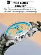 ADDIESDIVE Men's Quartz Chronograph Watch Luminous Bubble Glass 100m Waterproof Nylon Strap Watches For Man AD2095 Fashion Watch