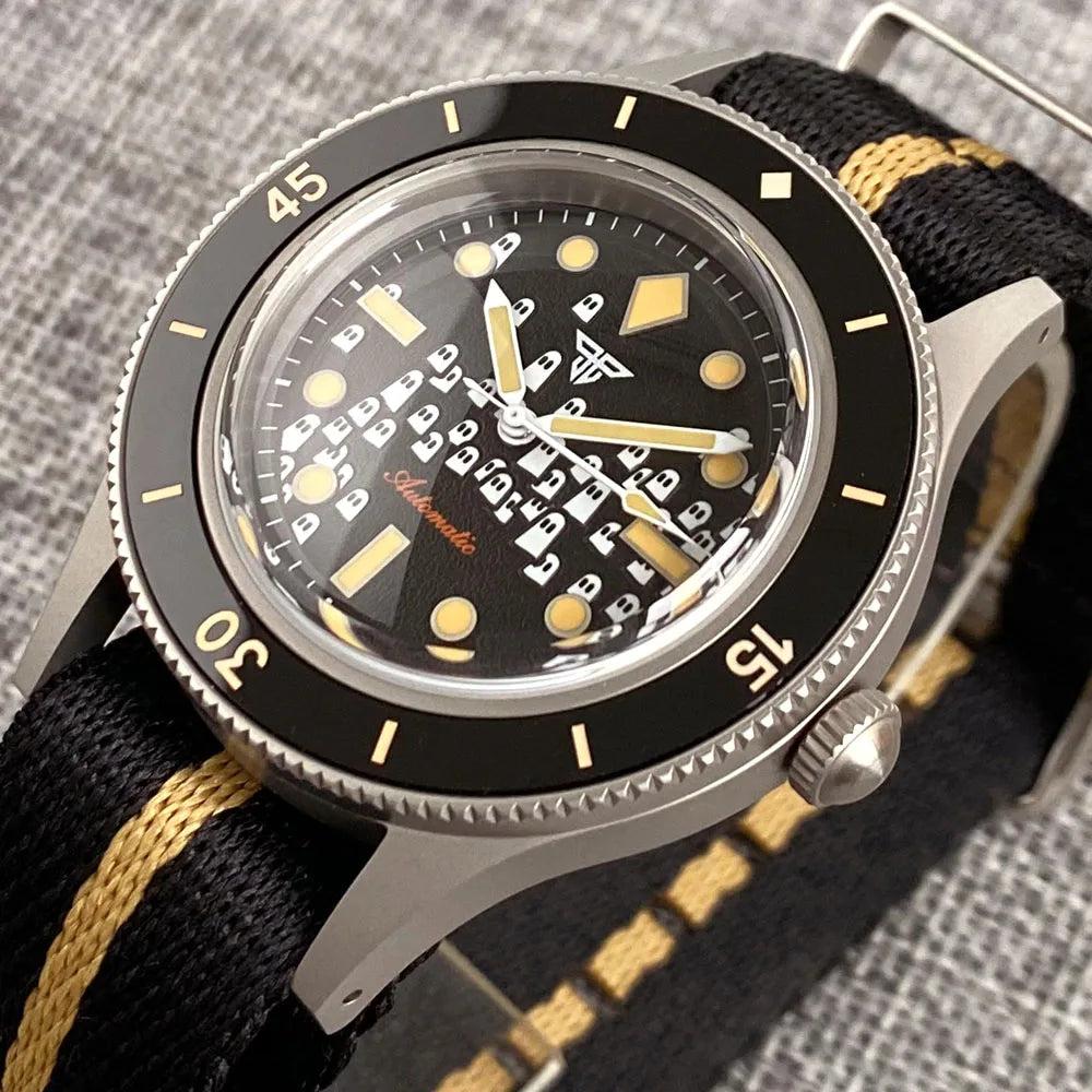 New Tandorio NH35A Automatic Watch for Men 50 Fathoms Ghost Dial Luminous 200m Waterproof Bubble Sapphire Sandblasted 40mm