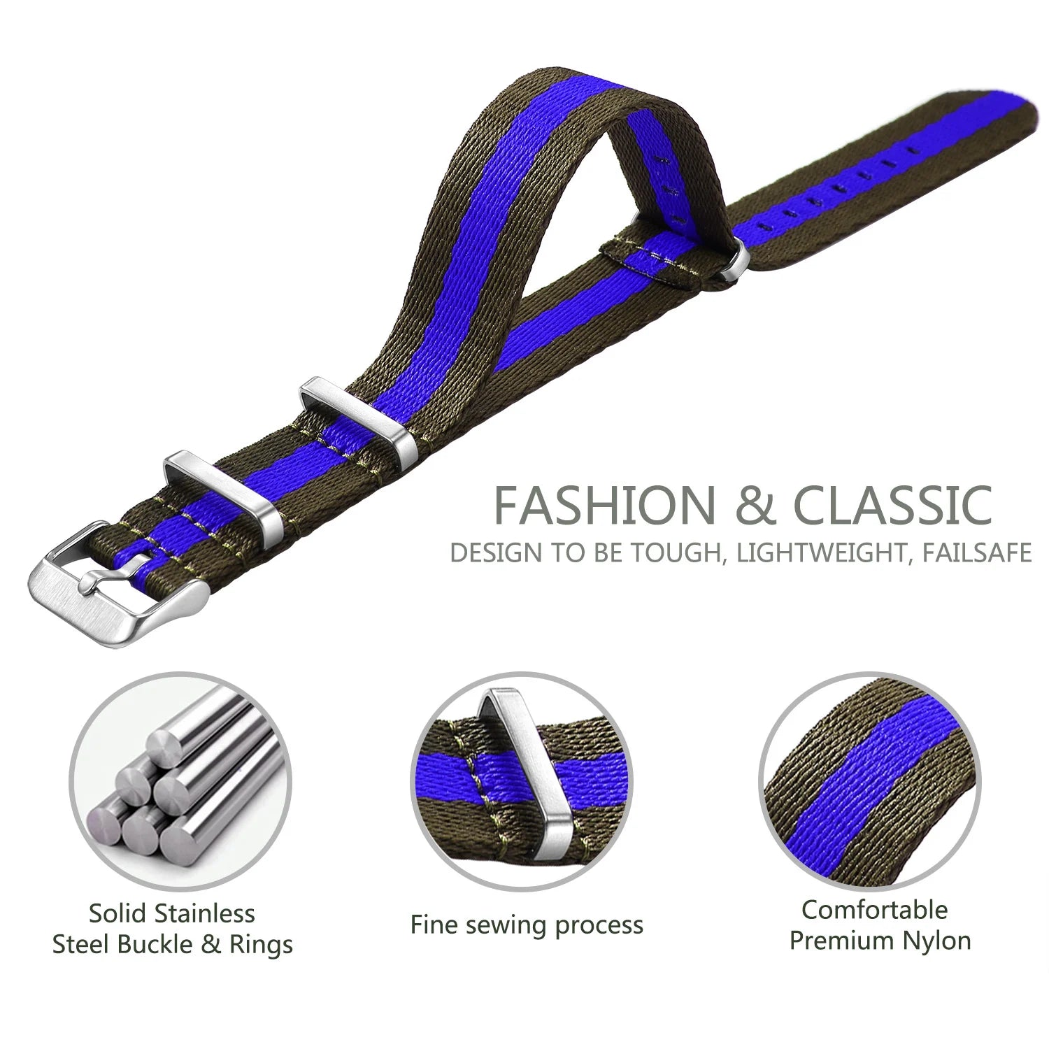 Nylon Watch Band 20mm 22mm Comfortable Watch Straps Loop Military Washable Blet for Men Watchbands