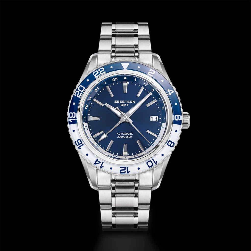 SEESTERN Men of Watch Office GMT Automatic NH34 Movement Sapphire Glass Bezel 20bar Waterproof Diver Mechanical Wristwatch S456