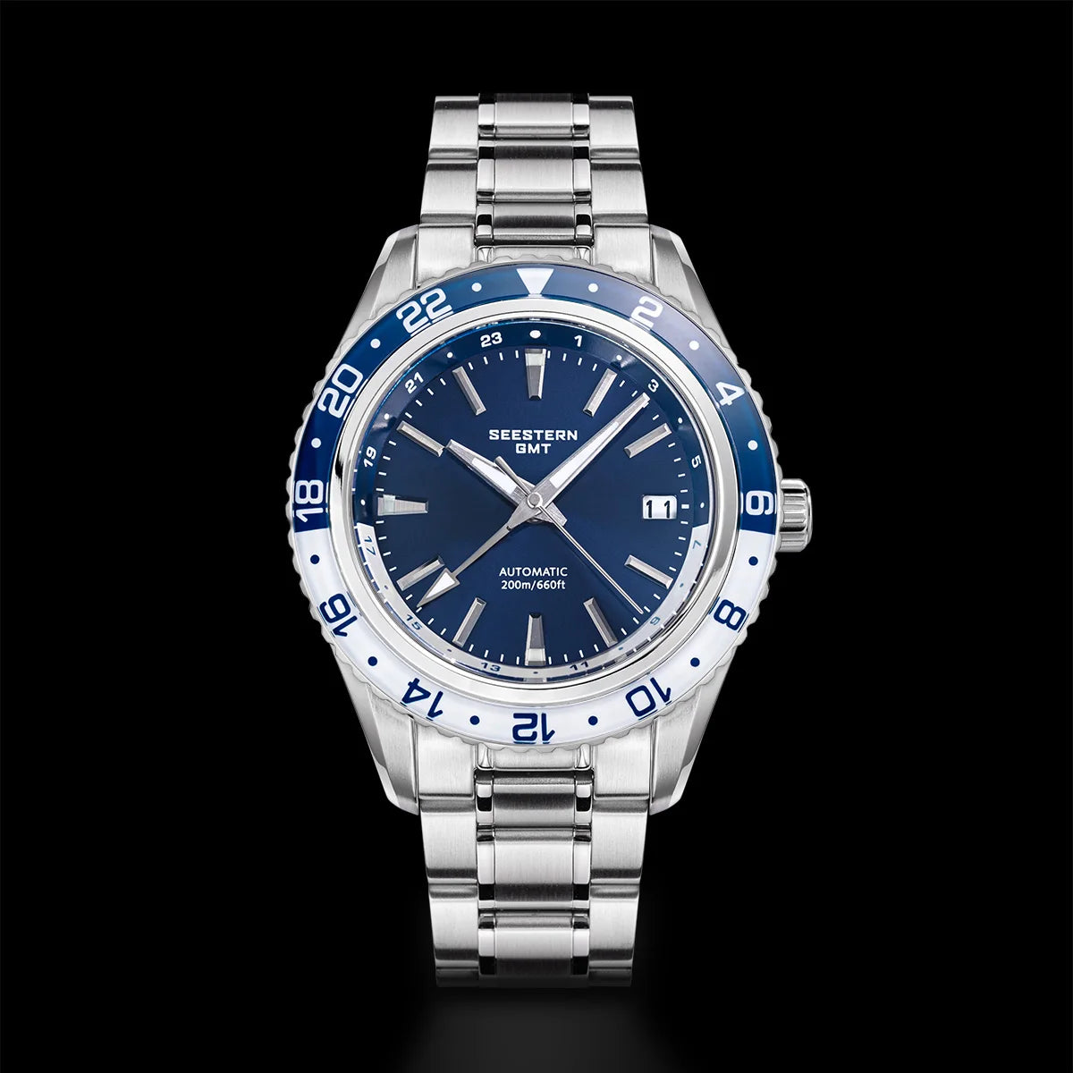 SEESTERN Men of Watch Office GMT Automatic NH34 Movement Sapphire Glass Bezel 20bar Waterproof Diver Mechanical Wristwatch S456