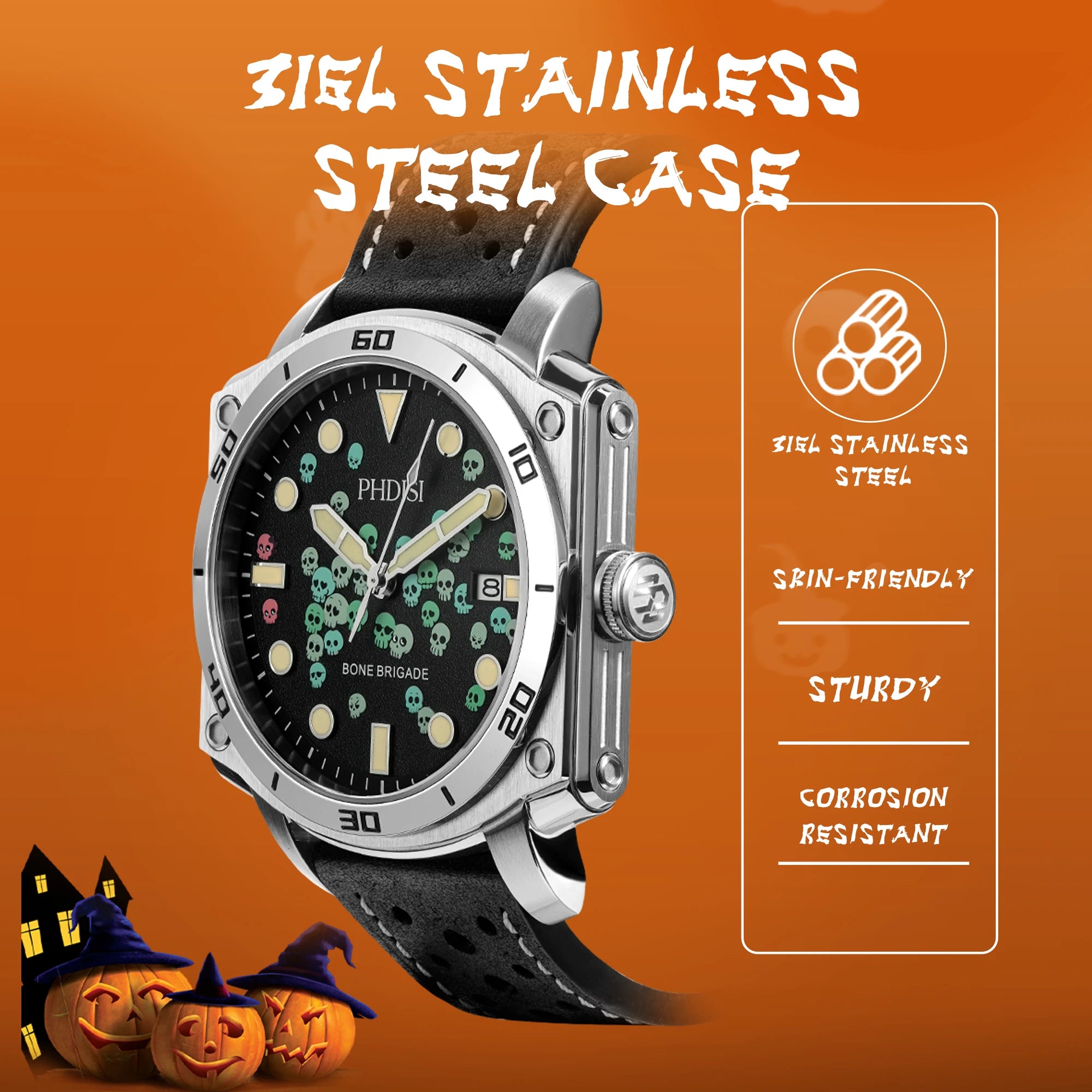 Men's Watch Halloween Theme Sapphire Glass Fully Automatic Movement Luminous Mechanical Watch