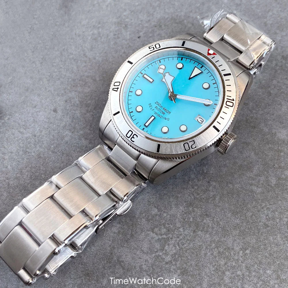 100m Waterproof NH35AA Movement Automatic Men's Watch Mechanical Double Domed Sapphire Rotating Bezel Luminous 316L Bracelet