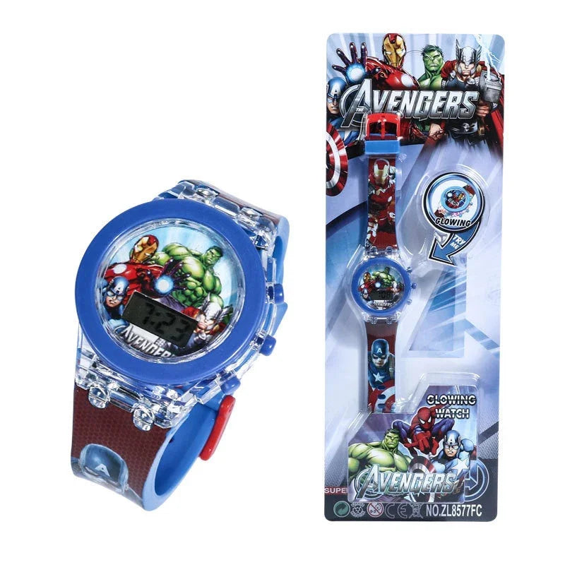 Flash Light Spiderman Kids Watches For Boys Cartoon shark Mickey Children Watch Girls Student Digital Clock Gifts Toy