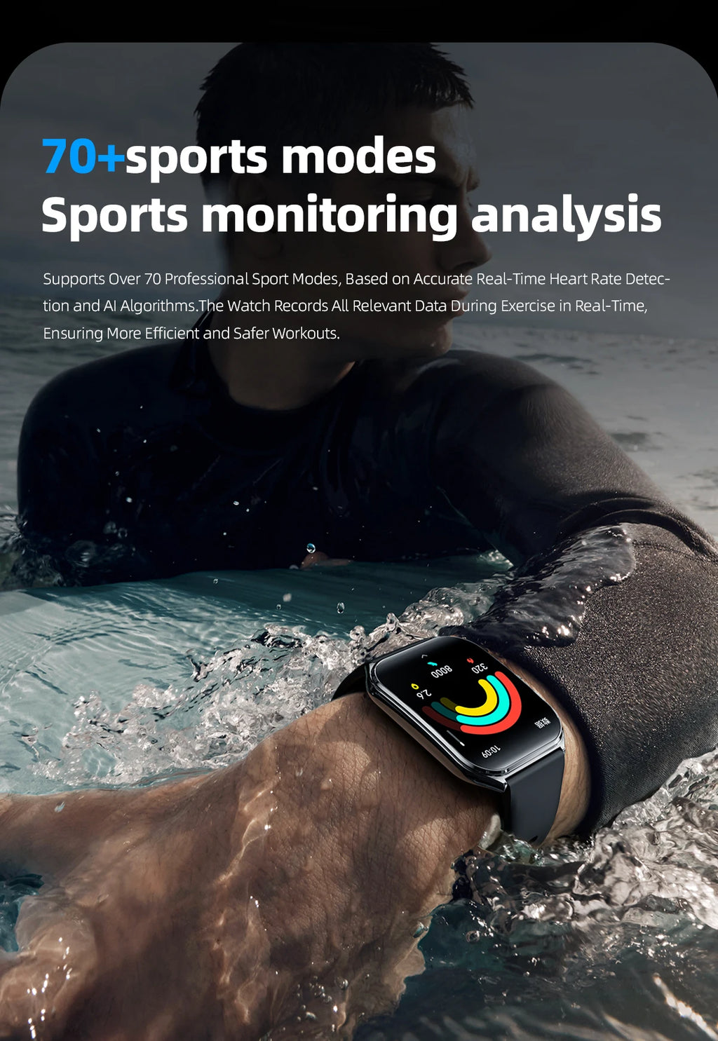 2025 A new smart watch, 1.96-inch sports watch, IP67 waterproof, 110+ sports mode, fitness activity tracker, ultra-thin watch.