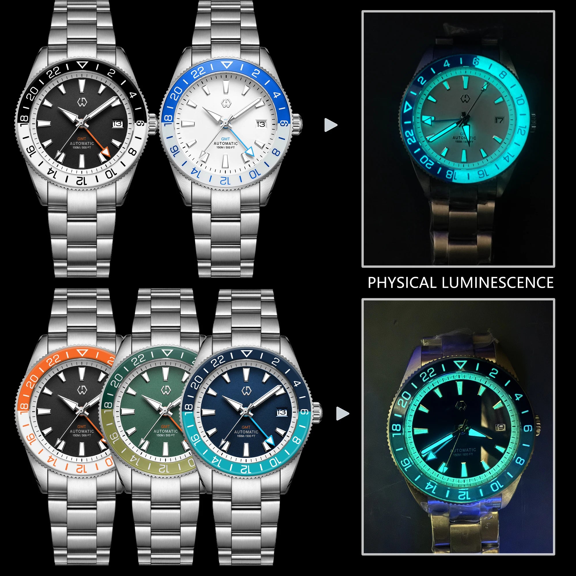 WISHDOIT 2025 New NH34 Men's Sports Automatic Mechanical GMT Sapphire Stainless Steel Waterproof 15 ATM With Rubber Strap