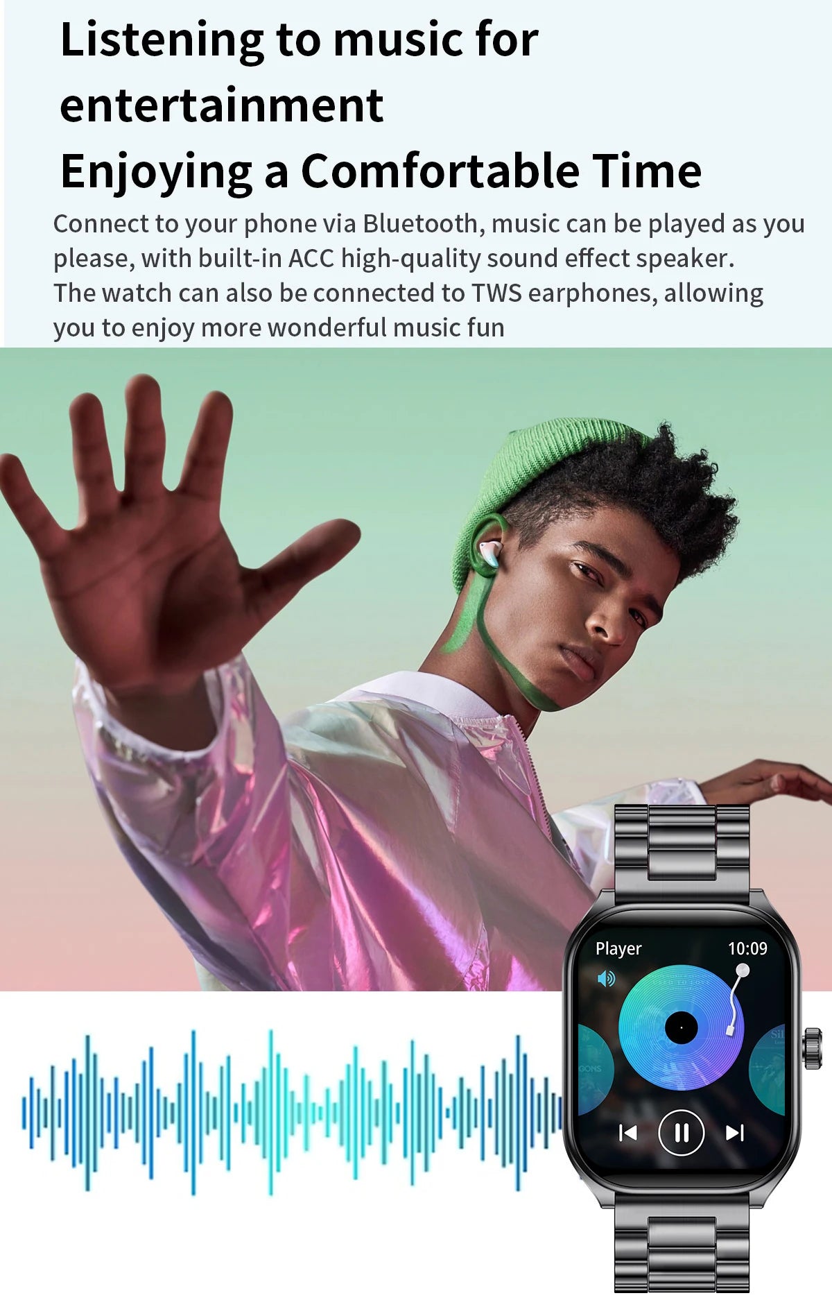 Smart Watch 2.01'' AMOLED Curved Screen IP68 Waterproof Bluetooth 5.3 Call AI Vioce Assistant Fitness Smartwatch for Men